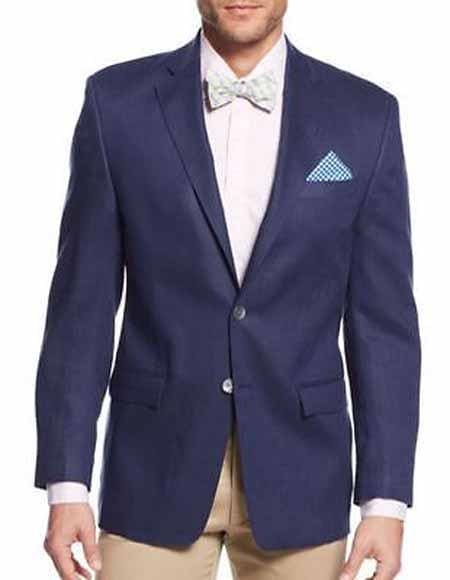 Colorful Blazer For Men - Men's Solid 2 Button Cheap Priced Designer Fashion Dress Casual Blazer For Men On Sale Linen Jacket Sportcoat Navy Blazer - AlbertoNardoniStore