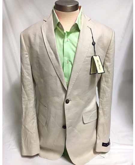 Colorful Blazer For Men - Men's Summer Blazer 2 Button Linen Classic Fit Sport Coat Tan - AlbertoNardoniStore