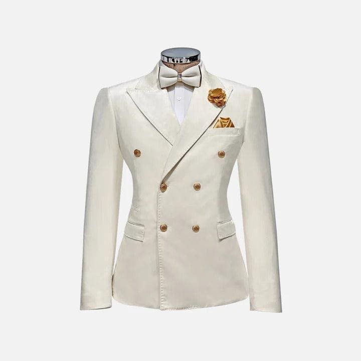 Alberto  Nardoni Ivory ~ Cream ~ Off White 2 Button Vested 3 Piece Suit Light Flat Front (Wholesale Price $95 (20PC&UPMinimum)) - 100% Percent Wool Fabric Suit - Worsted Wool Business Suit