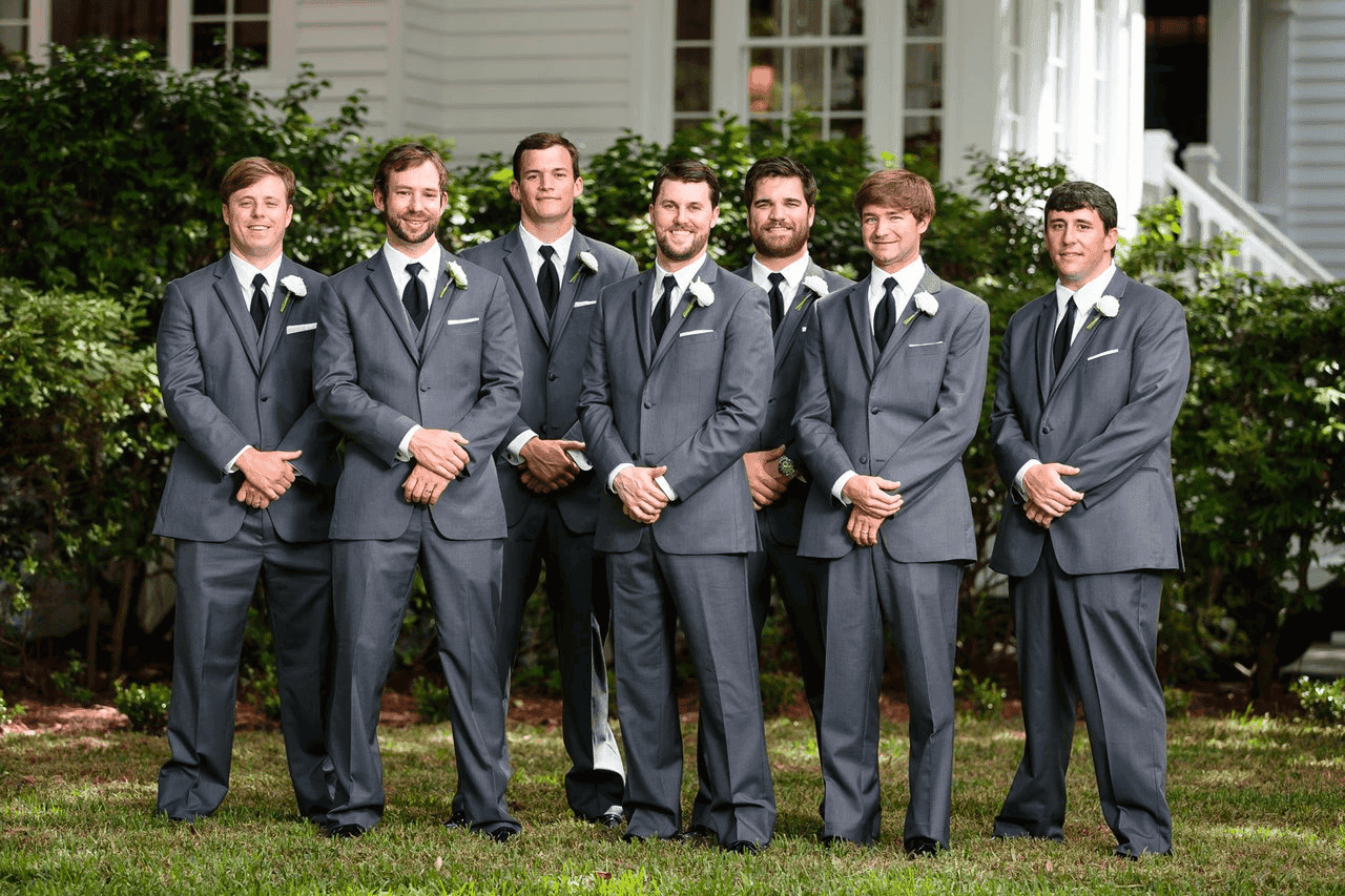 Dark grey groomsmen store suits