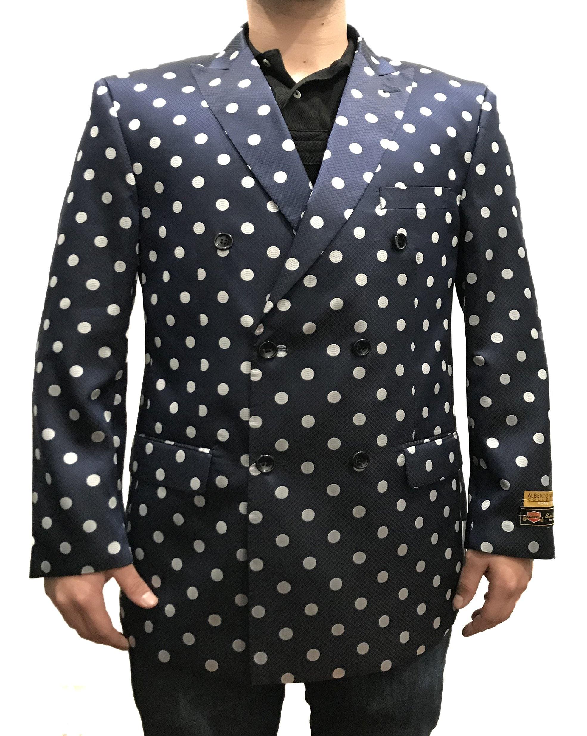 DB-Blazer Navy/White Dots - Mens Wholesale Suit - AlbertoNardoniStore