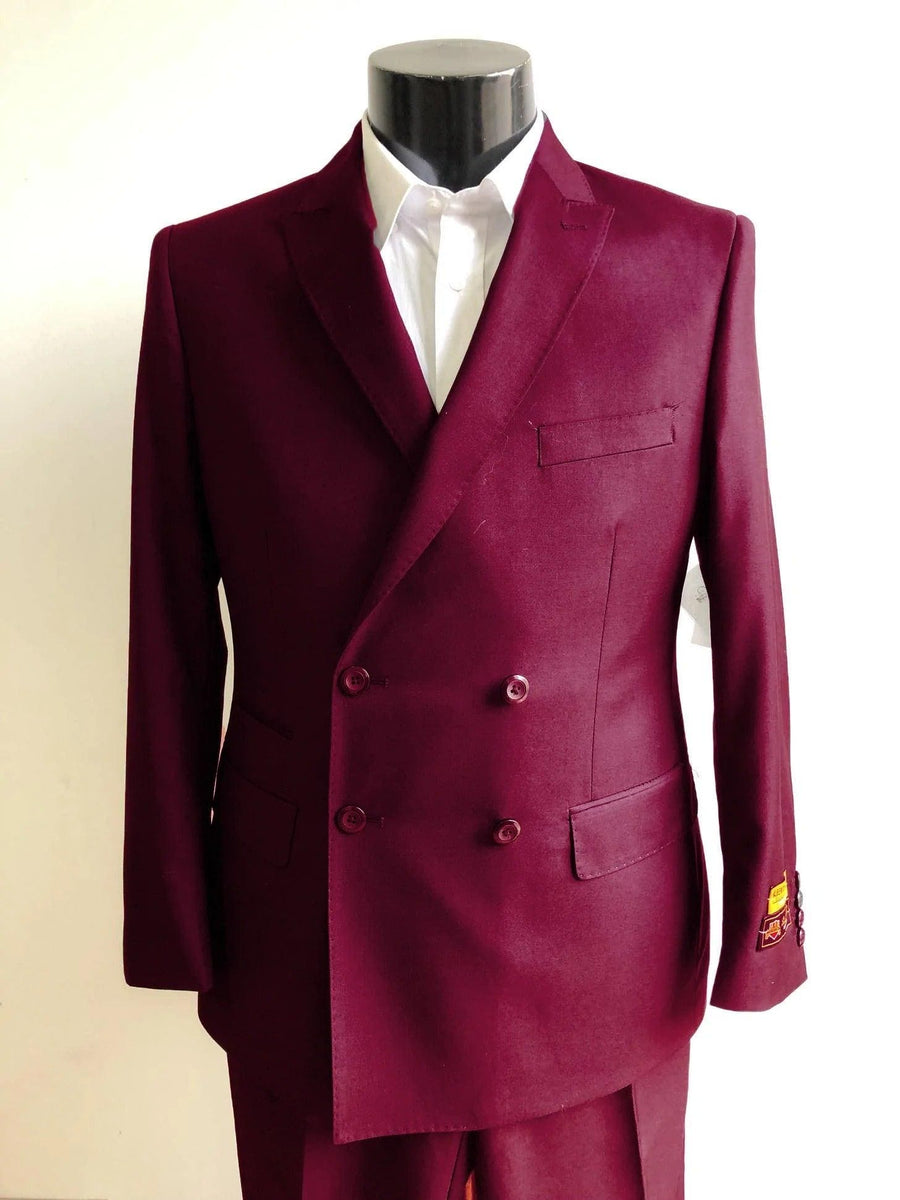 Four Button Double Breasted Suit Burgundy Slim Fi Suits Double Breas Alberto Nardoni 1378