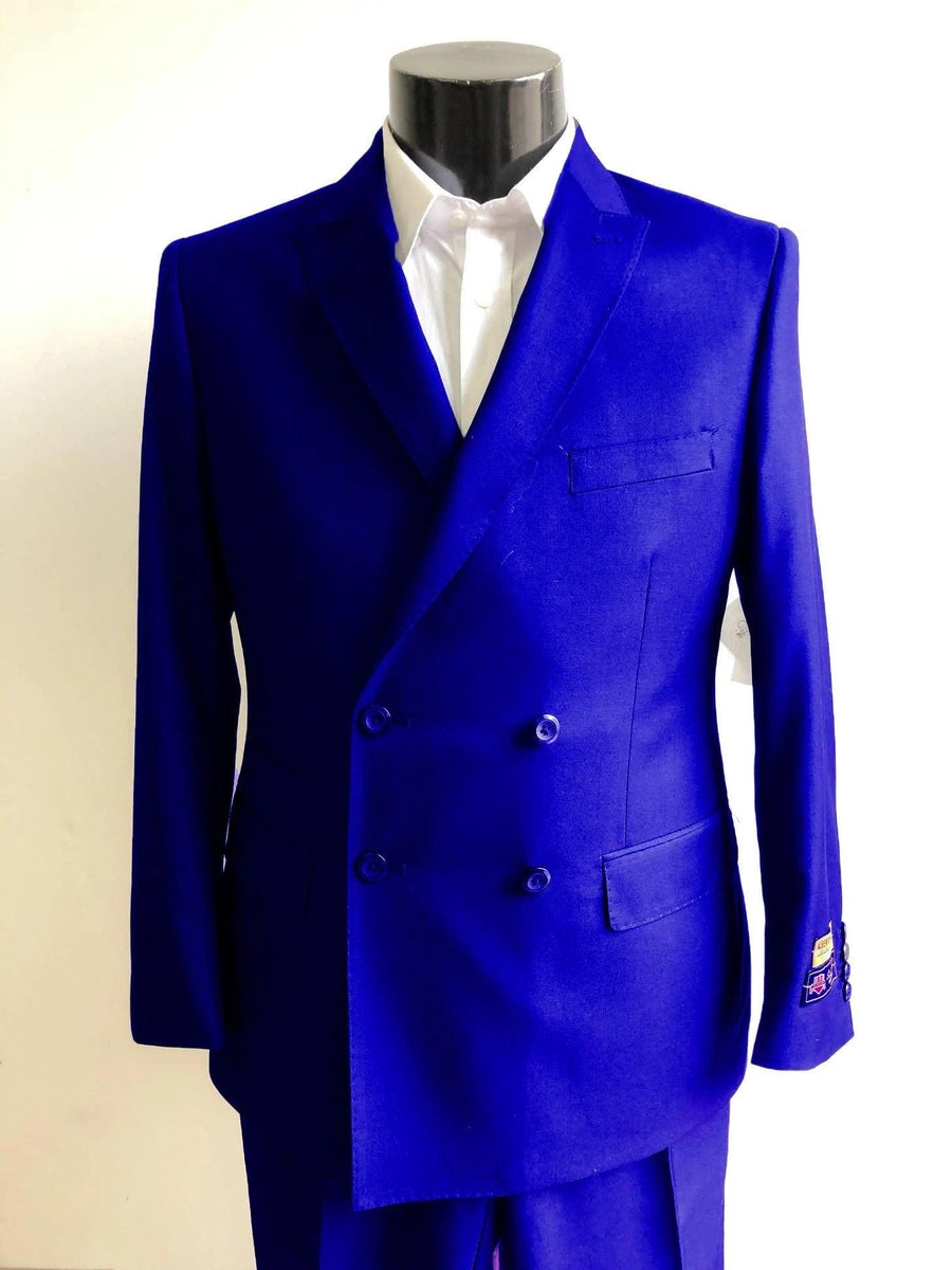 Alberto Nardoni Dark Royal Blue ~ Indigo ~ Bright Blue ~ Cobalt Blue 2 Button 3 Pieces Vested Dress Suits For Men Notc main image 1