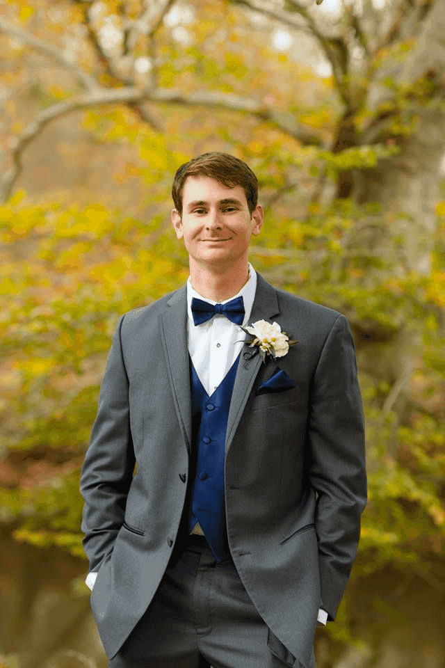 Grey tux blue best sale vest