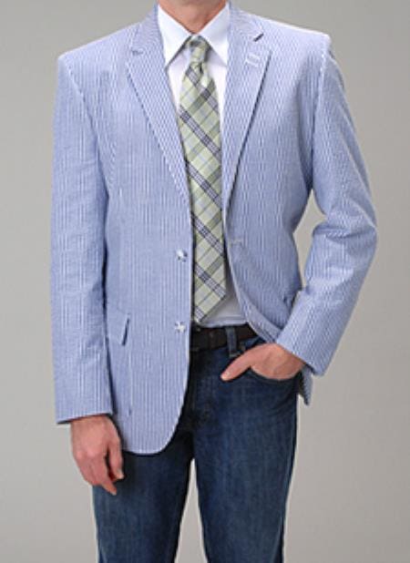 Light Blue Seersucker Suit - AlbertoNardoniStore