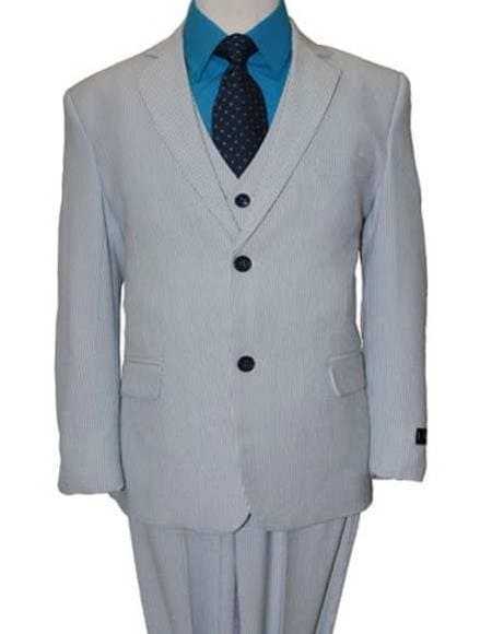 Light Blue Seersucker Suit - AlbertoNardoniStore