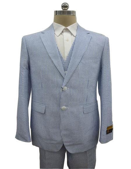 Light Blue Seersucker Suit - AlbertoNardoniStore