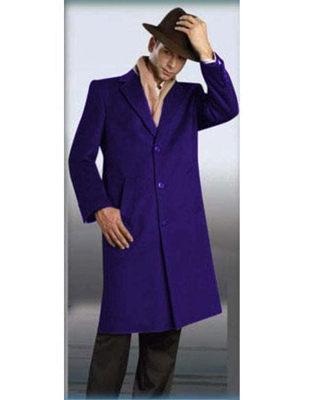 Men's Authentic Alberto Nardoni Brand Indigo ~ Bright Blue Full Length Coat Indigo/Bright Blue - AlbertoNardoniStore