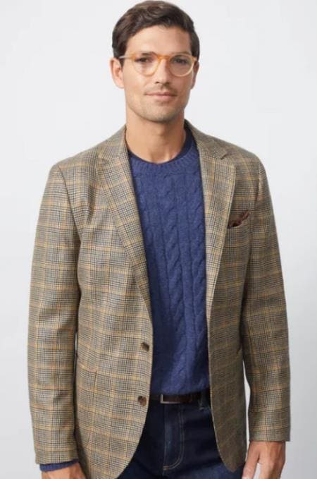 Mens Brown Plaid Blazer Alberto Nardoni