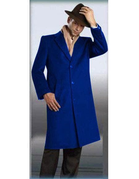 Men's Dark Royal Blue Authentic Alberto Nardoni Brand Full Length Coat - AlbertoNardoniStore