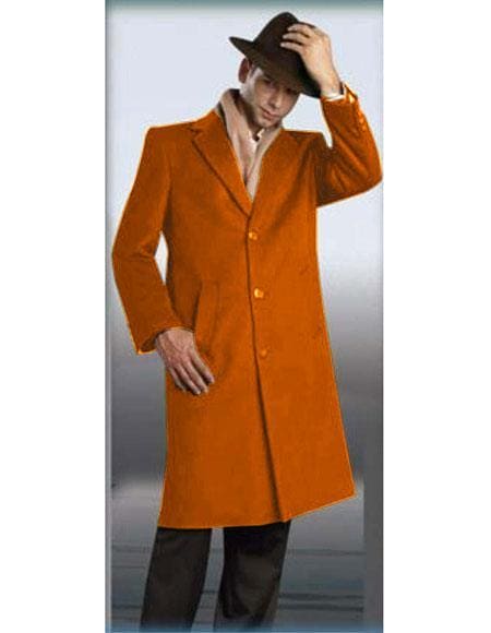 Men's Rust Authentic Alberto Nardoni Brand Full Length Coat - AlbertoNardoniStore