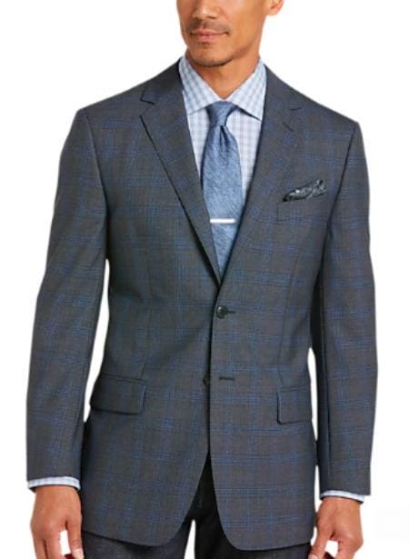 Mens Blue Plaid Blazer Alberto Nardoni 2552