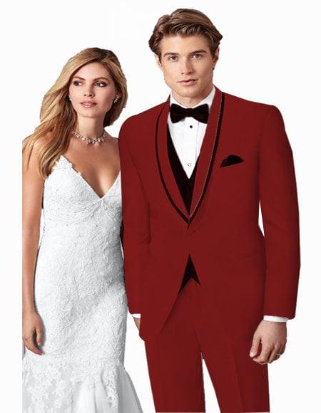Mens Burgundy Slim Fit Suit - AlbertoNardoniStore