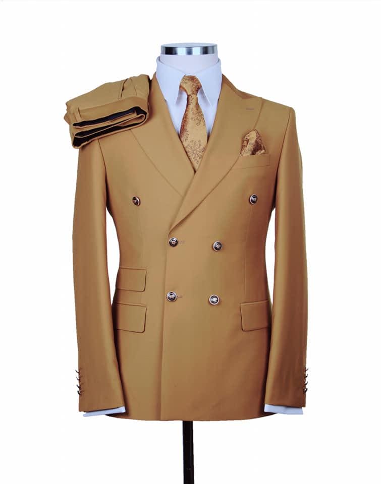 Mens Double Breasted Suit - %100 Wool Fabric - Flat Front Pants - AlbertoNardoniStore