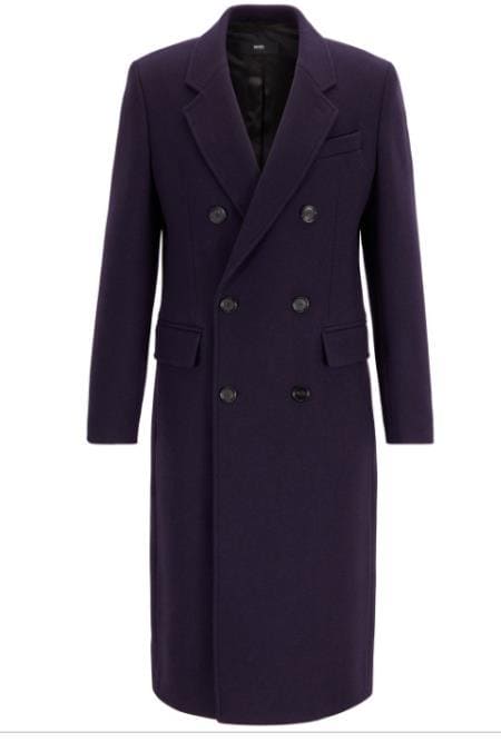 Men's Dress Coat Double Breasted Overcoat ~ Long Men's Dress Topcoat -  Winter coat in navy main image 0