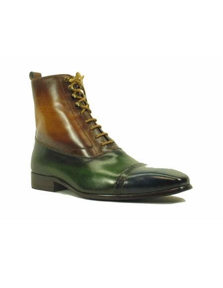 Mens Green Dress Shoes Mens Lace Up Navy ~ Olive ~ Cognac Genuine Leather Side Zipper Shoes | Alberto Nardoni Mens Green Dress Shoes Mens Lace Up Navy ~ Olive ~ Cognac Genuine Leather Side Zipper Shoes | Alberto Nardoni