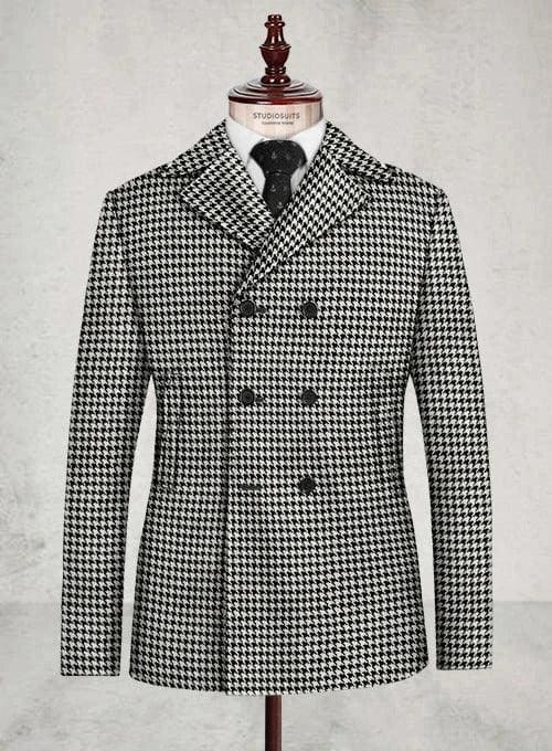 Mens Grey Plaid Peacoat - AlbertoNardoniStore