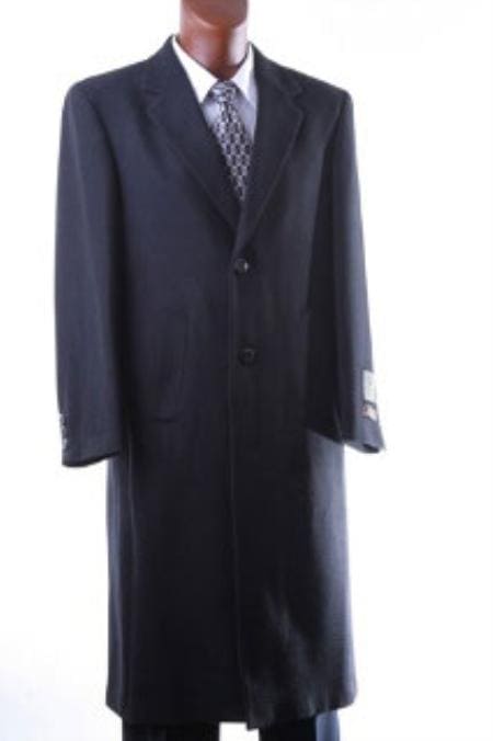 Men's Authentic Navy Blue Alberto Nardoni Brand Full Length Coat Long Men's Dress Topcoat -  Winter coat