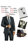 Mens Matching Suit With Shirt And Tie Combination Combo Deal - Navy Suit - AlbertoNardoniStore