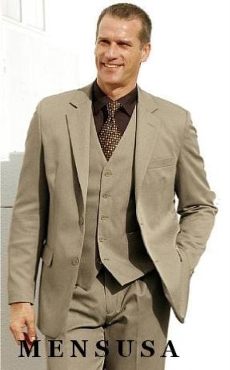 Mens Regal Fit Suit - Khaki Suit - AlbertoNardoniStore