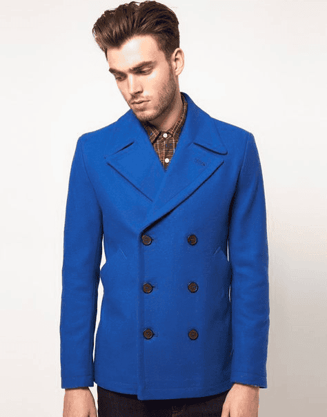 Blue peacoat men sales