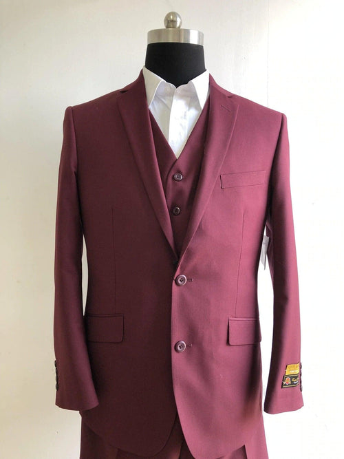 Mens Suits Burgundy - Suit - AlbertoNardoniStore