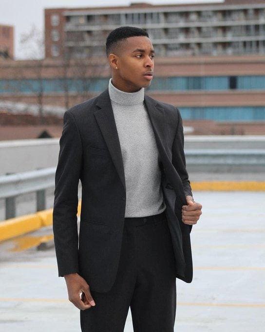 Mens Turtleneck With Blazer + Turtleneck Sweater - AlbertoNardoniStore