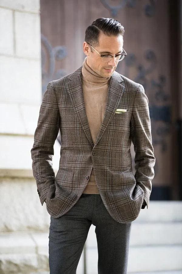 Mens Turtleneck With Blazer + Turtleneck Sweater - AlbertoNardoniStore