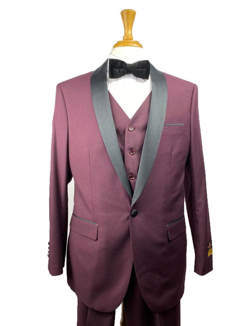 28-C-Tux-Shawl Burgundy-Blk - Tuxedo Wholesale Distributors - AlbertoNardoniStore