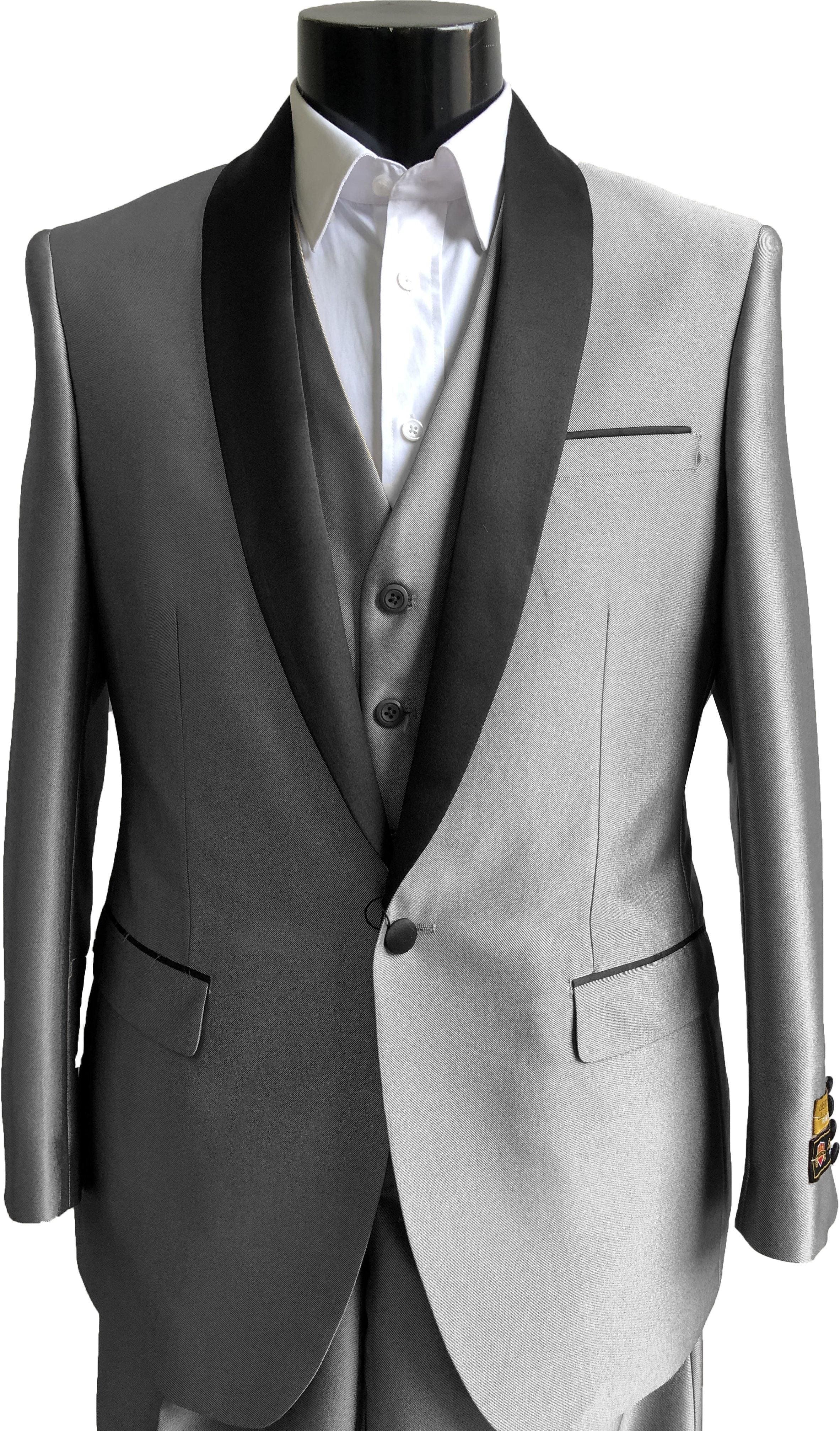 29-C-Tux-Shawl Shinny-Silver - Tuxedo Wholesale Distributors - AlbertoNardoniStore