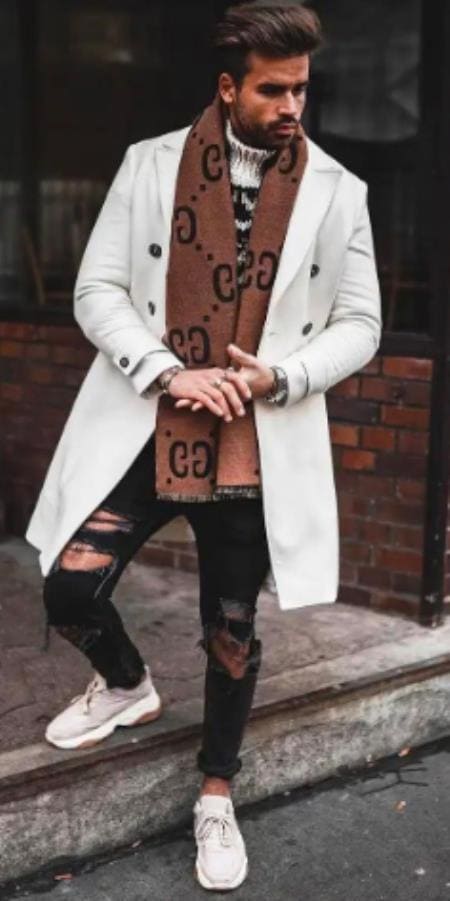 Mens White Trench Coat Mens White Overcoat White Topcoat For