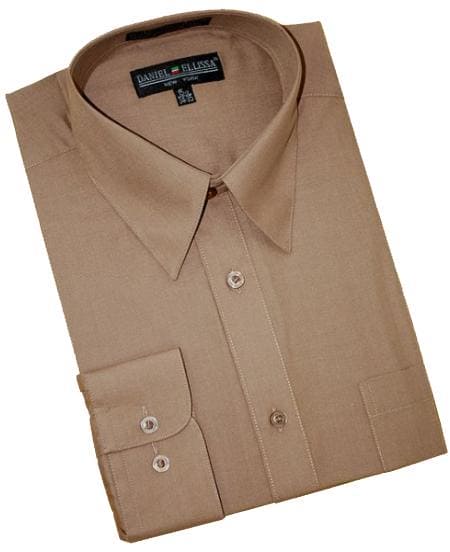 Mens Wholesale Taupe Dress Shirt - AlbertoNardoniStore