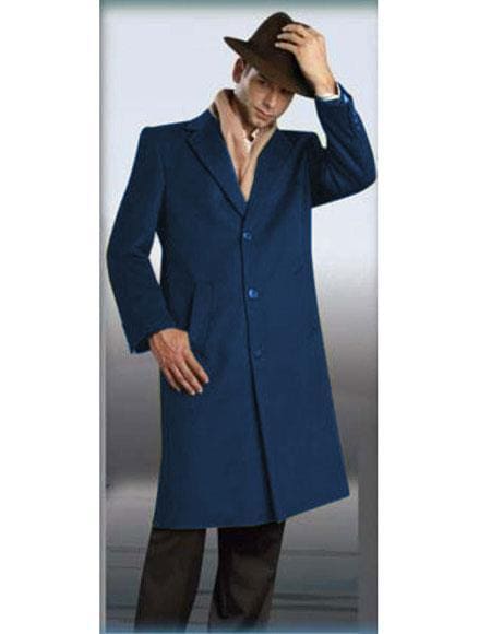 Mens Wool Trench coat - "Blue" Color Mens Overcoat - AlbertoNardoniStore