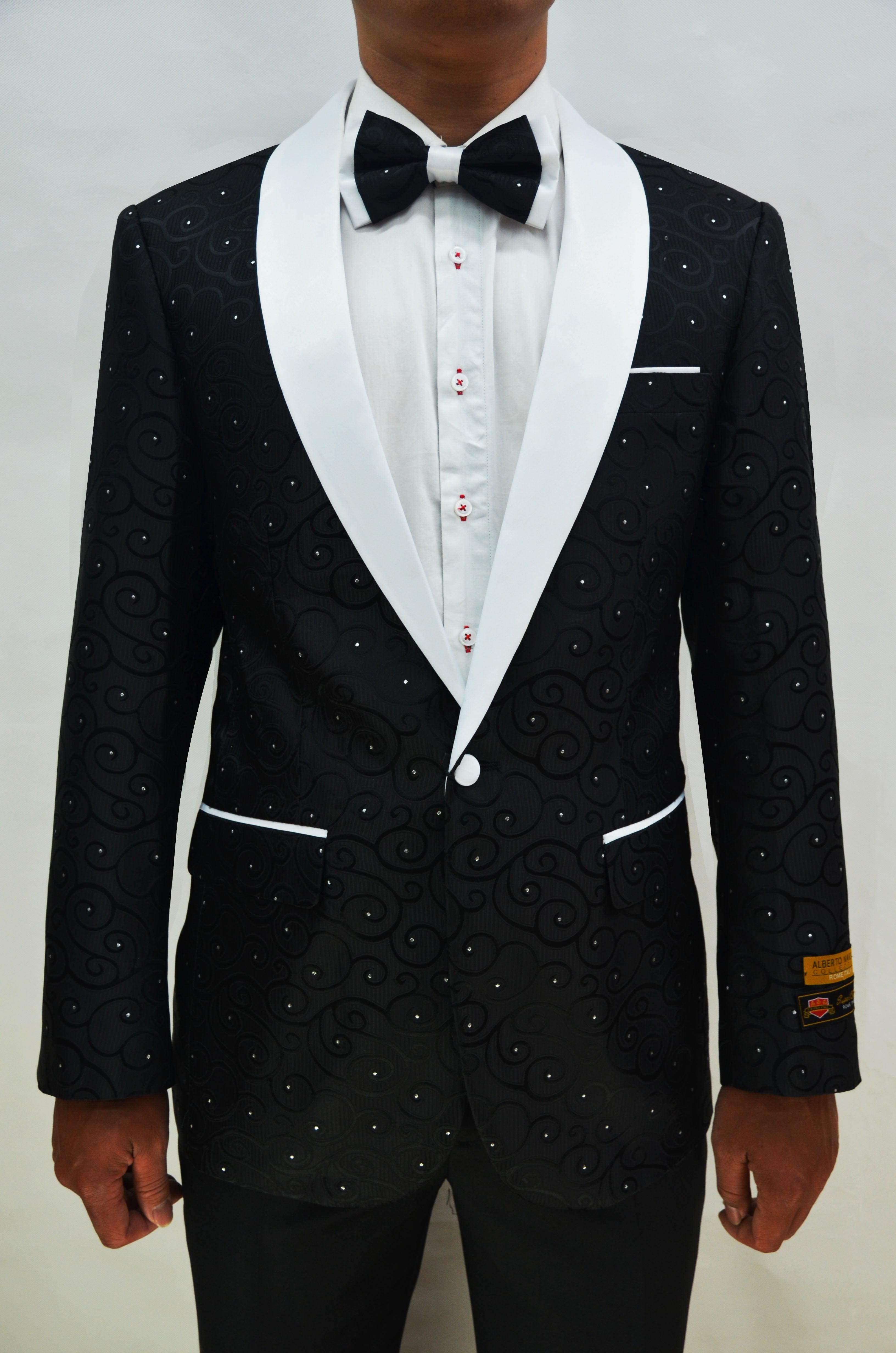Paisley-300 Black/White - Mens Wholesale Blazers - AlbertoNardoniStore