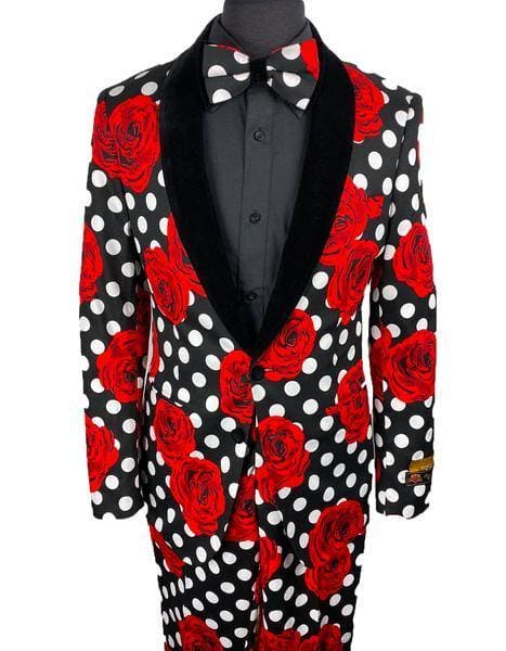 Prom Tuxedo For Men - Floral Prom Suit - Vienna-Polka Dot - AlbertoNardoniStore