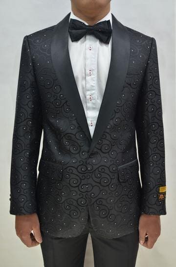 Prom Tuxedo For Men - Vegas Blk/ Blk - AlbertoNardoniStore