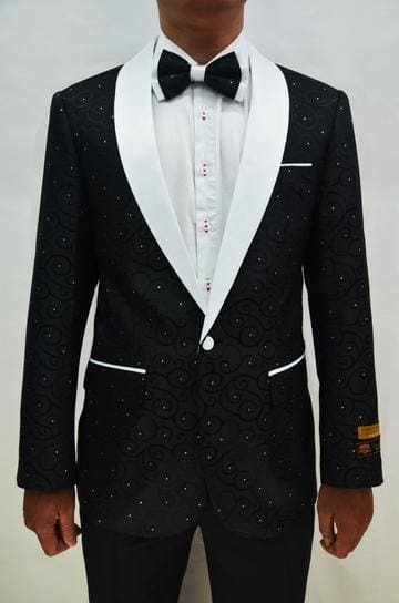 Prom Tuxedo For Men - Vegas Blk/ Wht - AlbertoNardoniStore