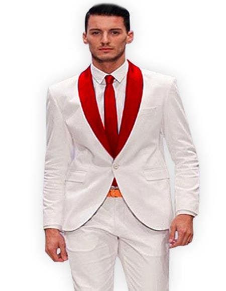 red prom dress white tux Red Sequins Mermaid Prom Dress White Beaded