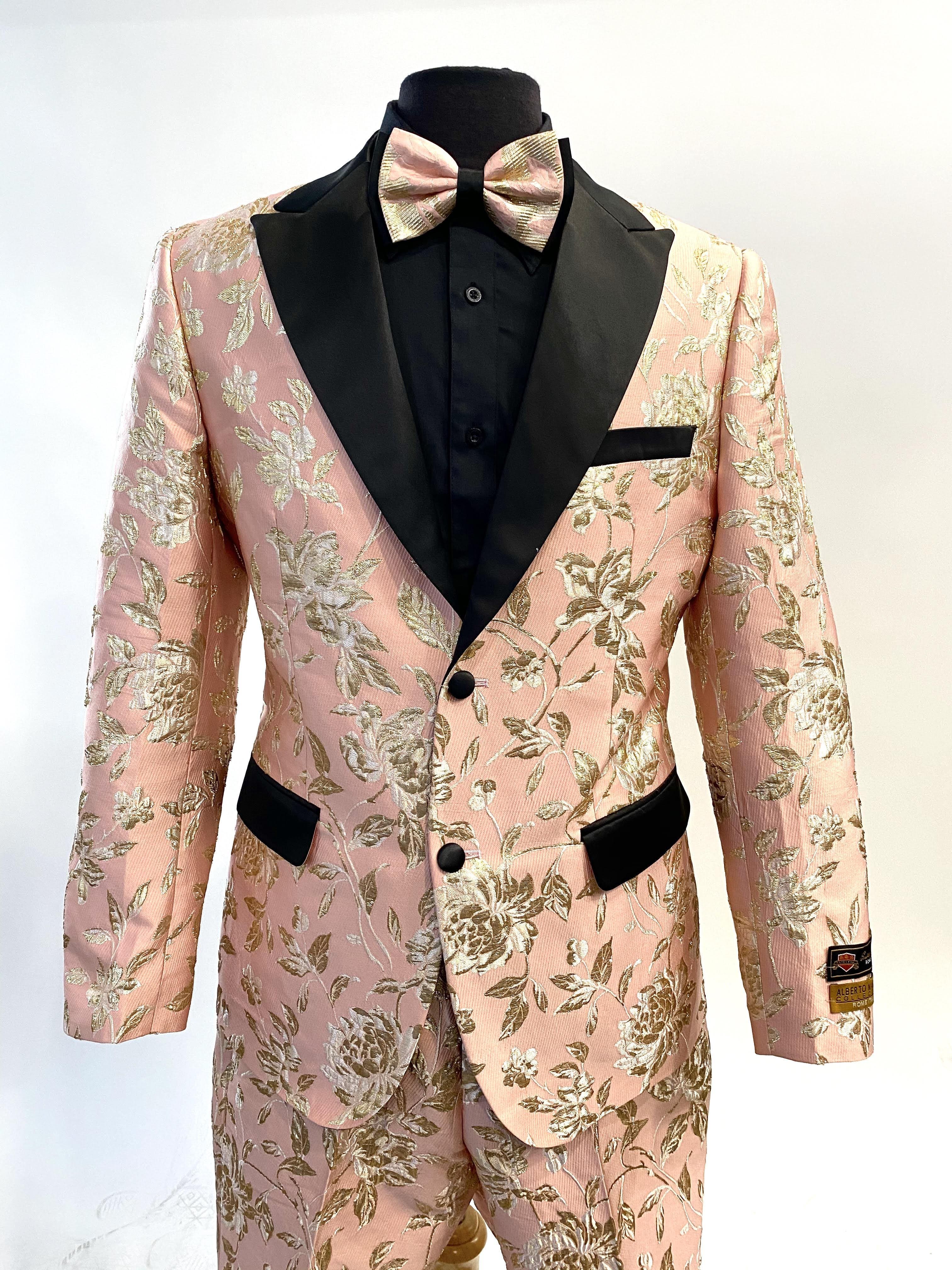 rose gold dress suit Fancy Rose Gold Sequins Peaked Lapel Prom Suit Ensemble misshow.com