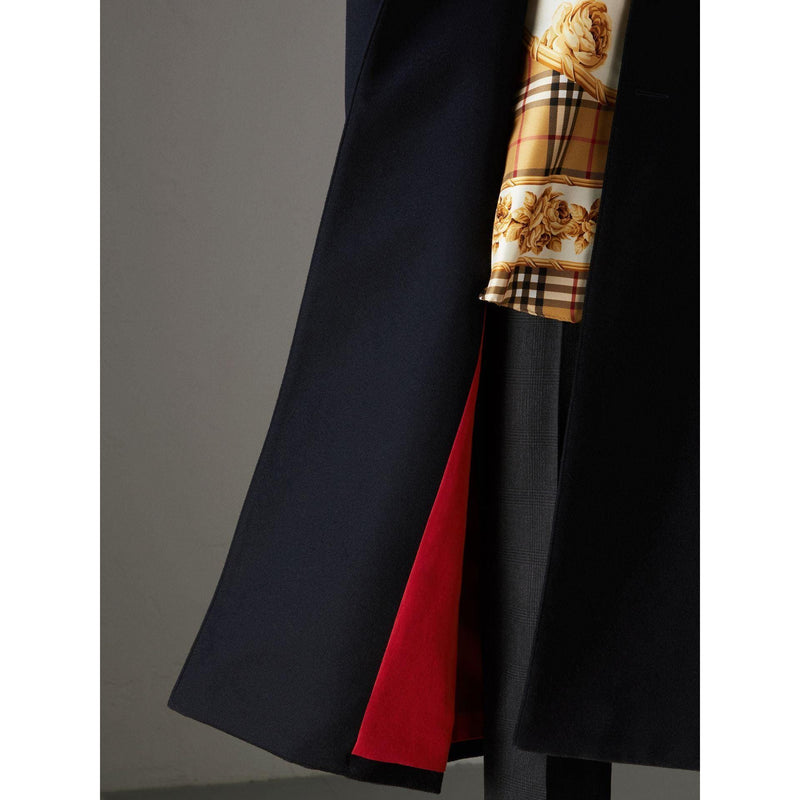 Velvet Collar Doeskin Wool Military Coat In Dark Navy - AlbertoNardoniStore
