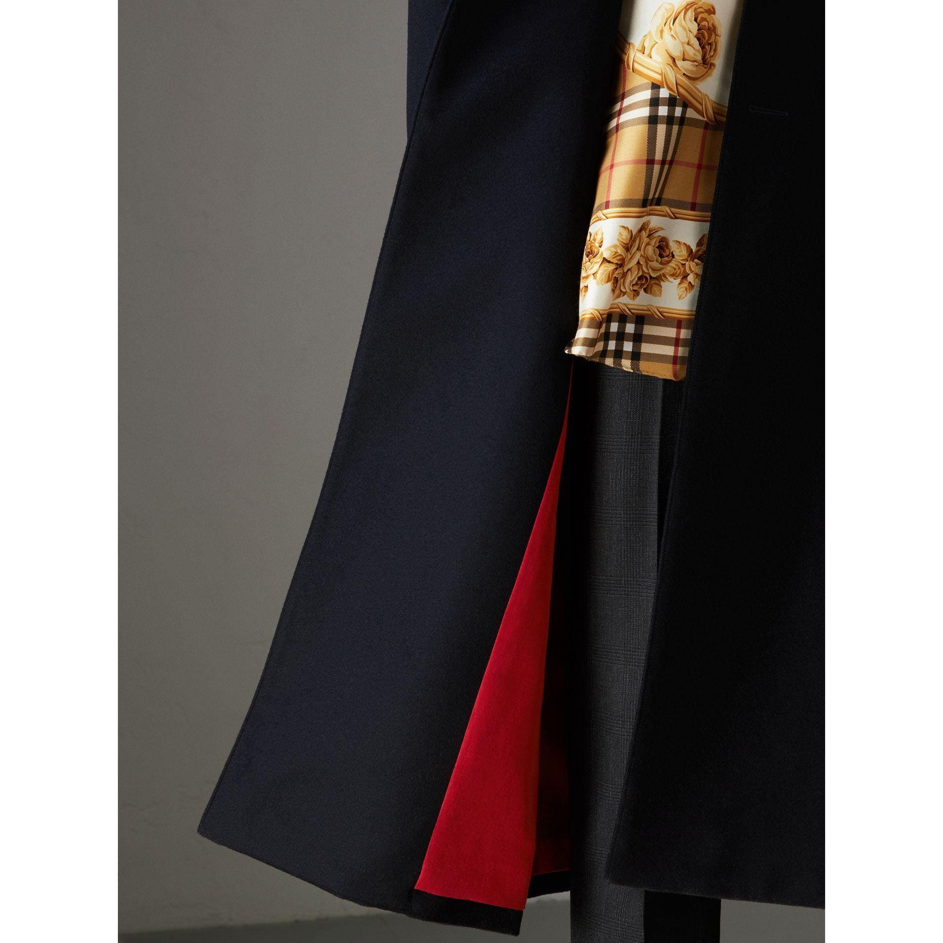Velvet Collar Doeskin Wool Military Coat In Dark Navy - AlbertoNardoniStore
