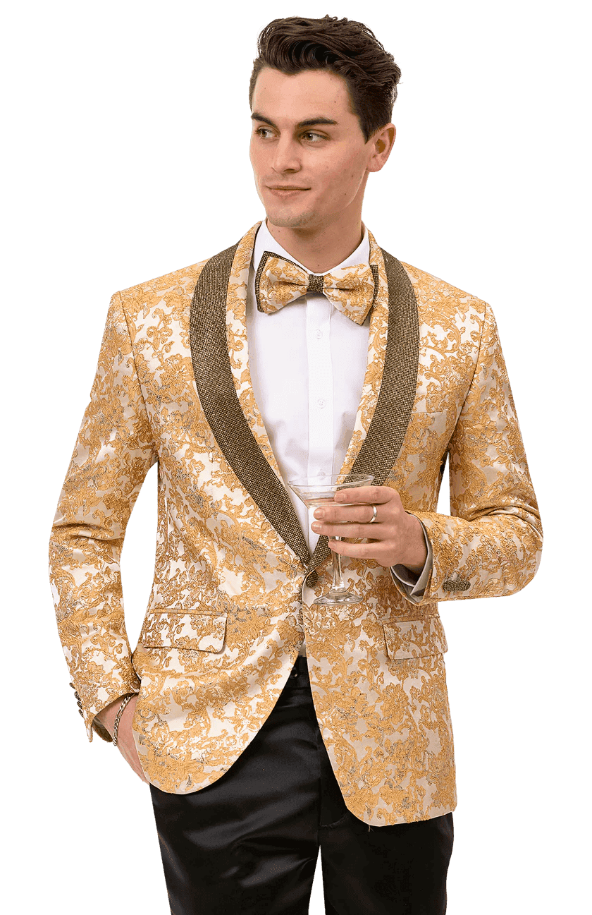 White and outlet gold tuxedo jacket