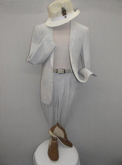 White Seersucker Suit - AlbertoNardoniStore