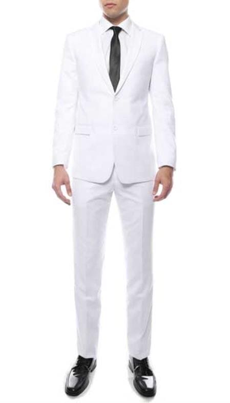 White Slim Fit Suit - Mens White Slim Fit Suit - AlbertoNardoniStore