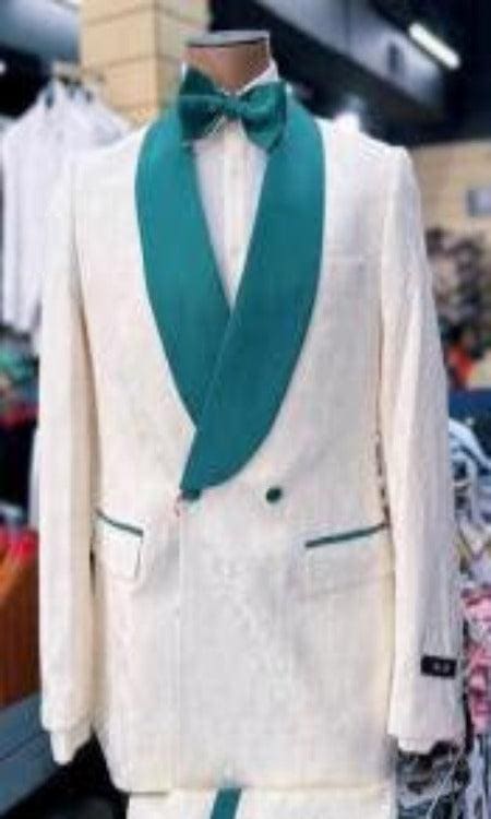 White Suit For Groom - Green label Tuxedo With Bowtie - AlbertoNardoniStore