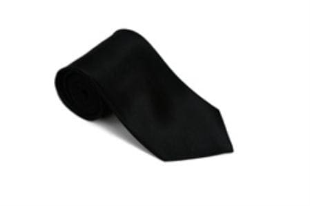 Wholesale Mens Ties Bulk - Black 100% Silk Solid Necktie With Handkerchief Buy 10 Of Same Color Tie For $25 Each - AlbertoNardoniStore