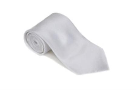 Wholesale Mens Ties Bulk - White 100% Silk Solid Necktie With Handkerchief Buy 10 Of Same Color Tie - AlbertoNardoniStore