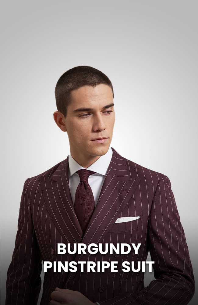 Mens Burgundy Pinstripe Suits