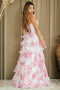 Floral Print Strapless Ruffle A-line Tiered Wedding Guest Dress with Lace-Up Back By Amelia Couture 2060