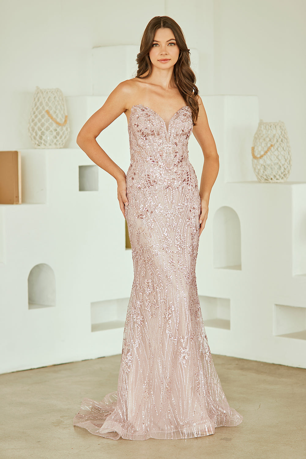 Sequin Strapless Mermaid Prom Dress with Lace-Up Back Formal Evening Gown by Amelia Couture JQ1101